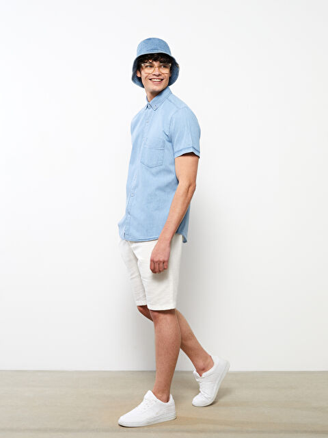 LCW Jeans Relaxed Fit Short Sleeve Men's Denim Shirt - S24821Z8-311