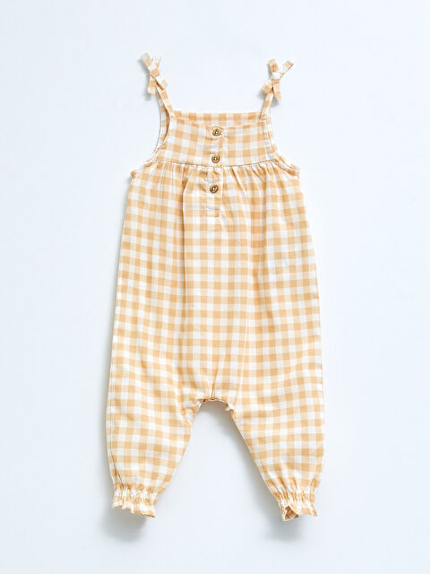 LCW baby Square Collar Strappy Plaid Pattern Baby Girls' Dungarees - S24864Z1-LLX