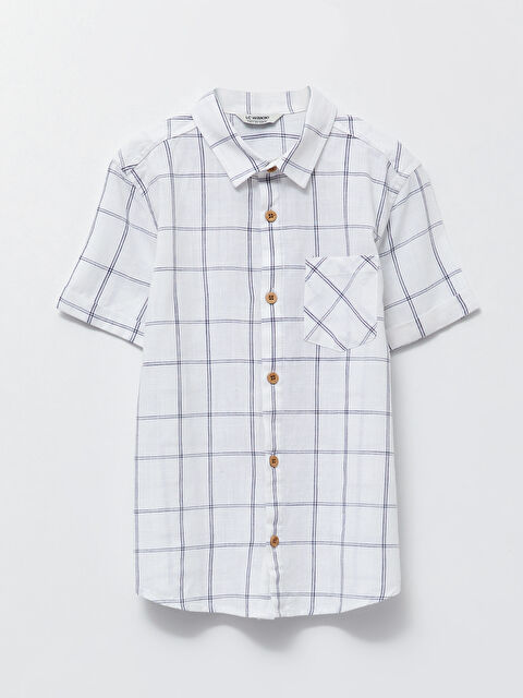 LCW Kids Plaid Short Sleeve Poplin Boy Shirt - S24873Z4-LPT