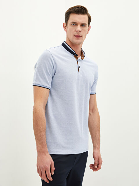 LCW Vision Grandad Collar and Short Sleeve Pique T-Shirt - S24878Z8-J0M