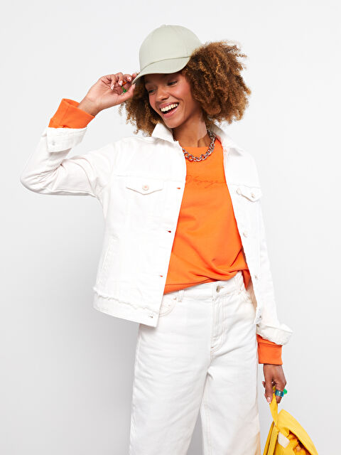 LCW Vision جاكيت جينز روديو بياقة قميص وجيوب مستقيمة مفصلة للسيدات - S24965Z8-844