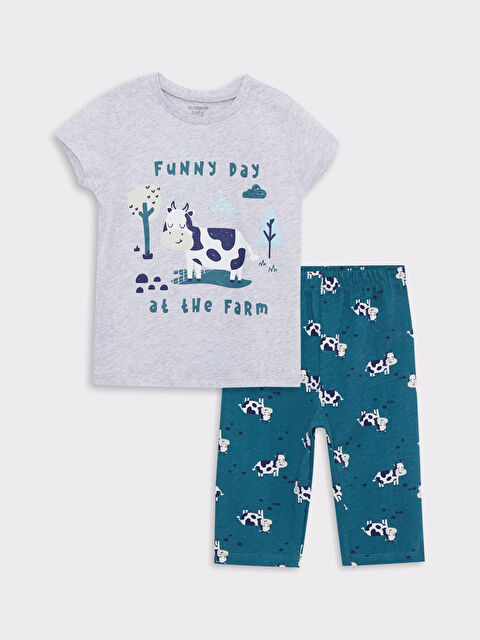 LCW baby Crew Neck Short Sleeve Printed Cotton Baby Boy Pajamas Set - S25216Z1-CX8