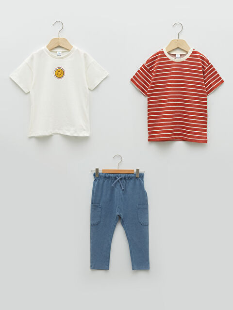 LCW baby Crew Neck Short Sleeve Baby Boy 3 Piece Set - S25243Z1-KX0