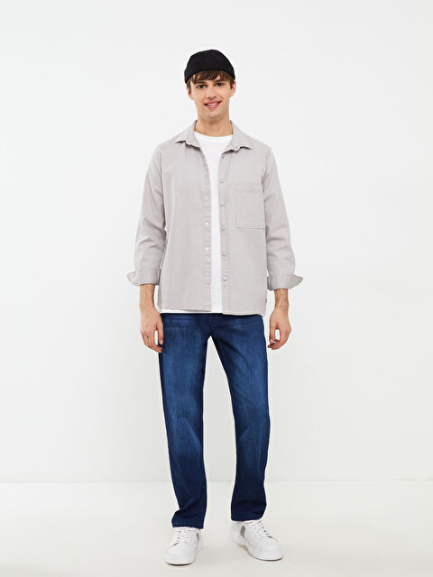 XSIDE Regular Fit Long Sleeve Gabardine Men's Shirt Jacket - S25350Z8-SDV