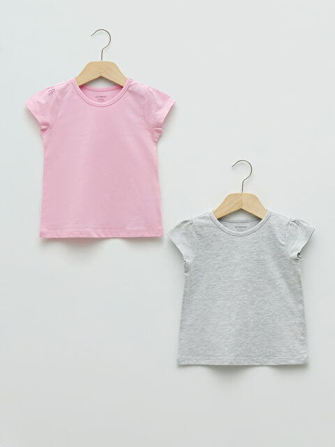 LCW baby Crew Neck Short Sleeve Basic Baby Girl T-Shirt 2 Pieces - S25547Z1-QY7