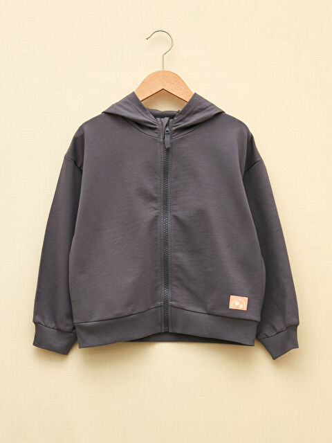 LCW Kids Hooded Printed Long Sleeve Girls' Zippered Sweatshirt - S25656Z4-HLN