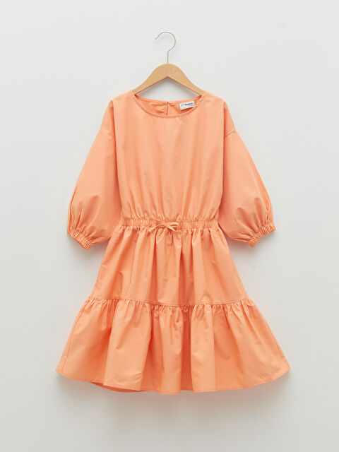 LCW Kids Crew Neck Basic Short Sleeve Poplin Girl Dress - S25701Z4-FHC