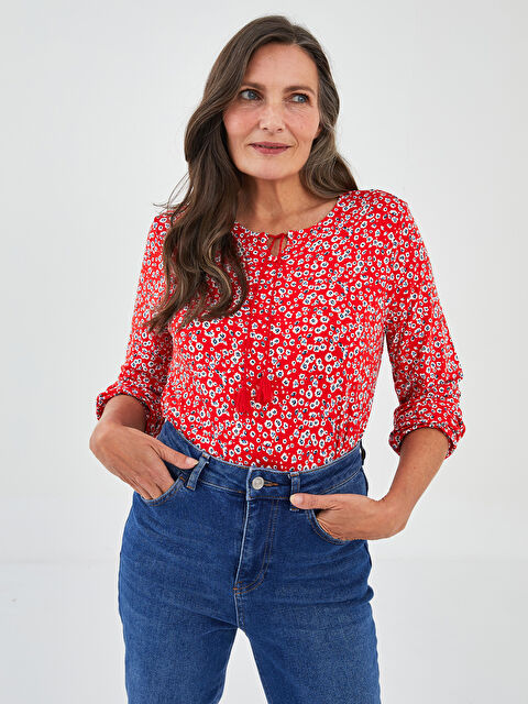 LCW Grace Blouse à Col Lavallière à Motifs et Manches Longues pour Femmes - S25938Z8-LTQ