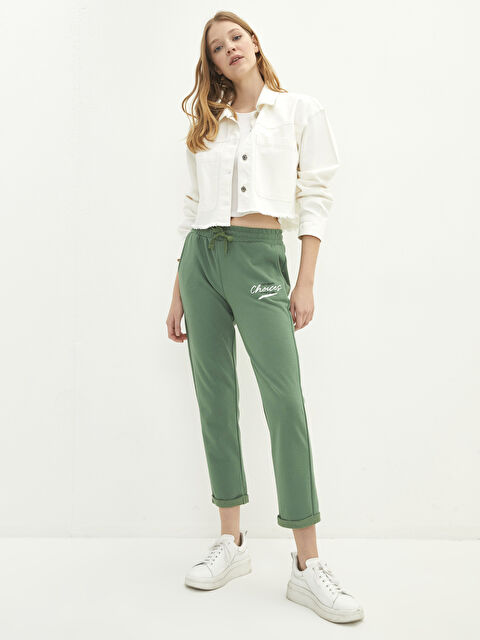 LCW Vision Elastic Waist Text Printed Women's Sweatpants - S26234Z8-H9B