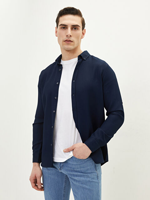 LCW Vision Slim Fit Long Sleeve Men's Shirt - S26473Z8-RFH