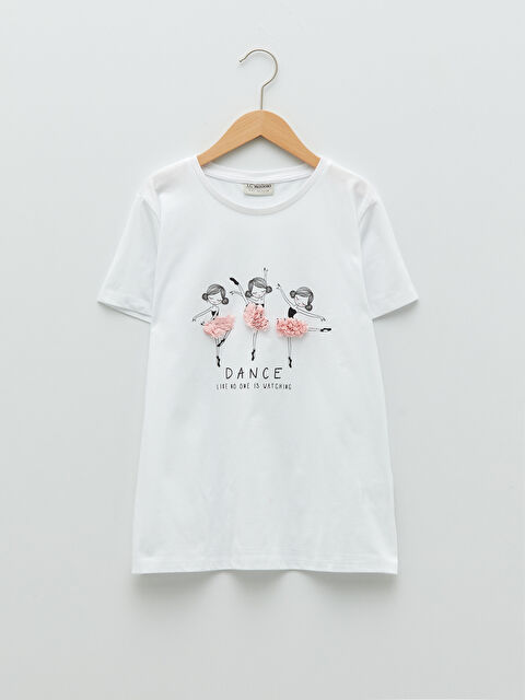 LCW Kids Crew Neck Printed Short Sleeve Cotton Girl T-shirt - S26641Z4-R9K