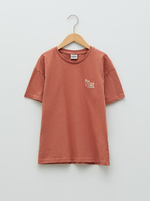 LCW Kids Crew Neck Embroidery Detailed Short Sleeve Cotton Boy T-Shirt - S26973Z4-GRV