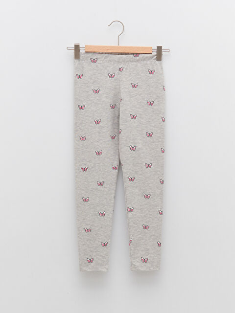 LCW Kids Girls' Printed Long Leggings with Elastic Waist - S27079Z4-998