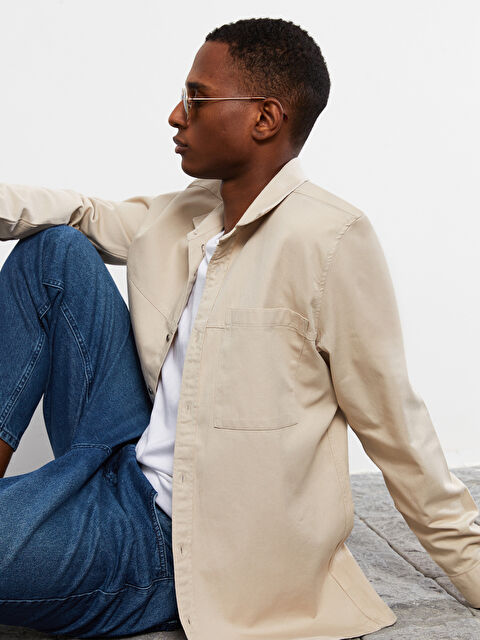 XSIDE Regular Fit Long Sleeve Gabardine Men's Shirt - S27301Z8-RKE