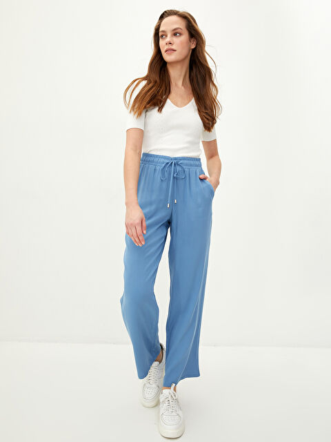 LCWAIKIKI Basic Elastic Waist Comfortable Fit Pocket Detailed Viscose Women's Trousers - S27489Z8-MT2