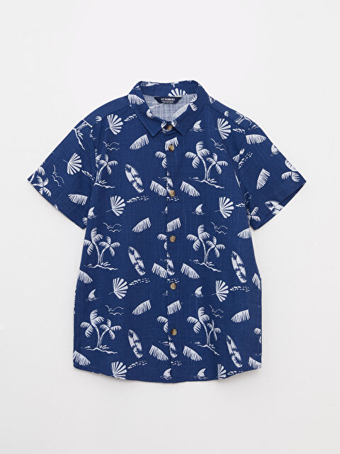 LCW Kids Узорчатая рубашка с коротким рукавом из поплина для мальчиков - S27700Z4-LS3