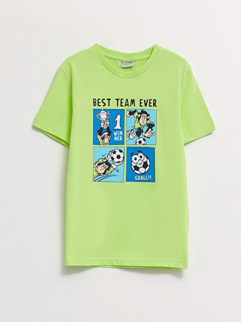 LCW Kids Crew Neck Nostalgic Monkey Printed Short Sleeve Cotton