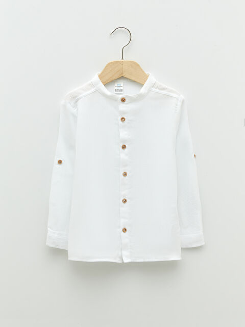 LCW baby Grandad Collar Long Sleeve Basic Cotton Baby Boy Shirt - S28456Z1-FFB