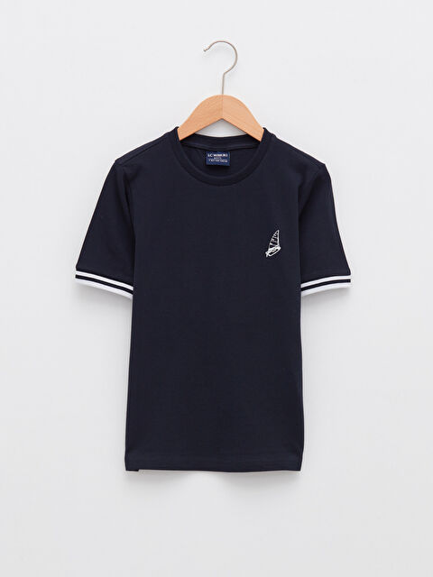 LCWAIKIKI Classic Тениска с кръгло деколте, отпечатана, с къс ръкав, памучна, за момче - S28656Z4-HRZ