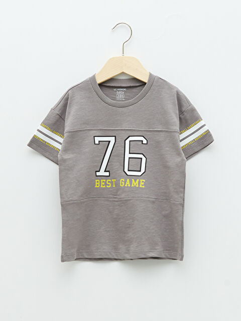 LCW baby Bisiklet Yaka Kısa Kol Baskılı Pamuklu Erkek Bebek Tişört - S28845Z1-GPJ