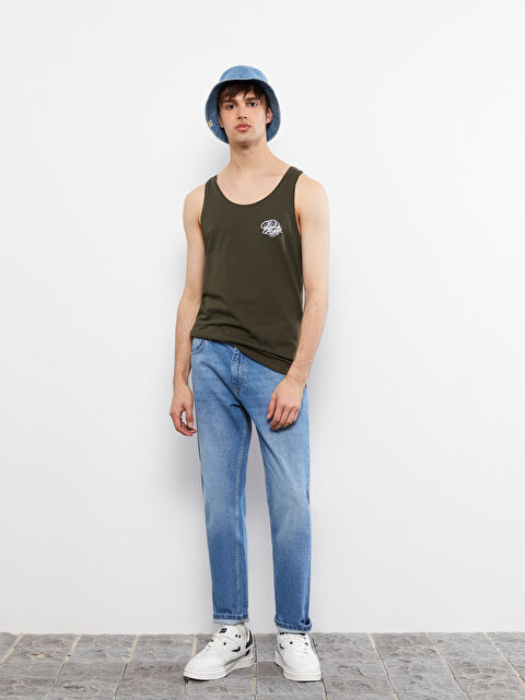 XSIDE تيشيرت بدون أكمام مطبوع بياقة دائرية للرجال - S29153Z8-MGL