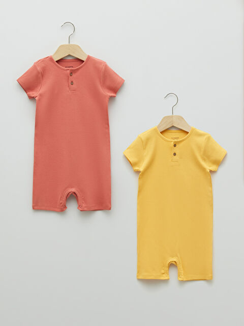 LCW baby Crew Neck Short Sleeve Basic Cotton Baby Girl Rompers 2 Pack - S29316Z1-GBH