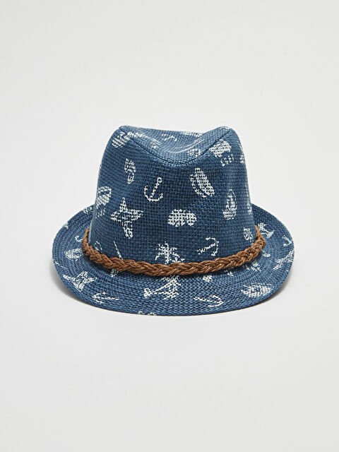 LCW ACCESSORIES Leaf Patterned Boy's Straw Fedora Hat - S29353Z4-HEL