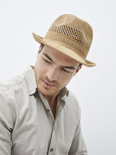 LCW ACCESSORIES Фетровая Шляпа Fedora Мужская с Отделкой Соломой - S29362Z8-R81