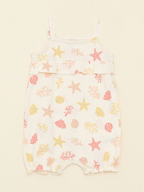 LCW baby Комбинезон для малышек девочек с квадратным воротником, ремешками и принтом - S29488Z1-LRB