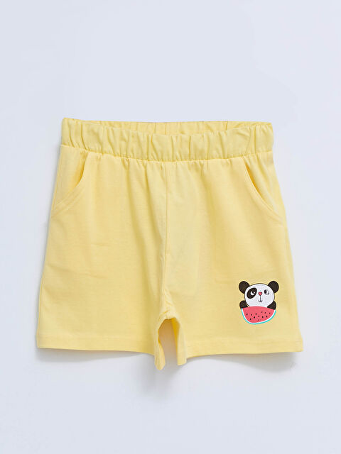 LCW Kids Beli Lastikli Baskılı Kız Çocuk Şort