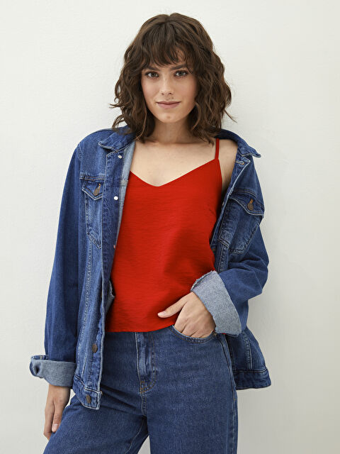 LCW Vision V Yaka Düz Askılı Kadın Bluz