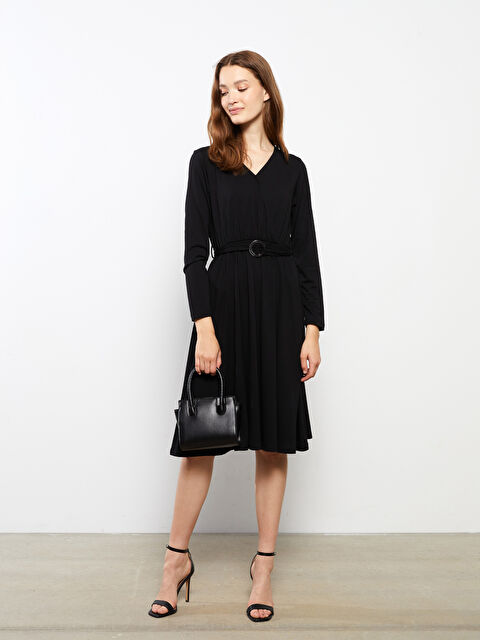 LCWAIKIKI Classic Double Breasted Plain Long Sleeve Women's Dress - S2AB96Z8-CVL