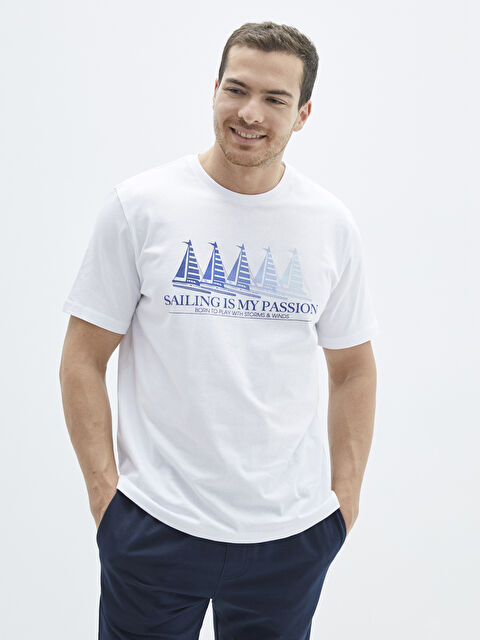 SOUTHBLUE Crew Neck Short Sleeve Printed Combed Cotton Men's T-shirt - S2AC88Z8-Q6K