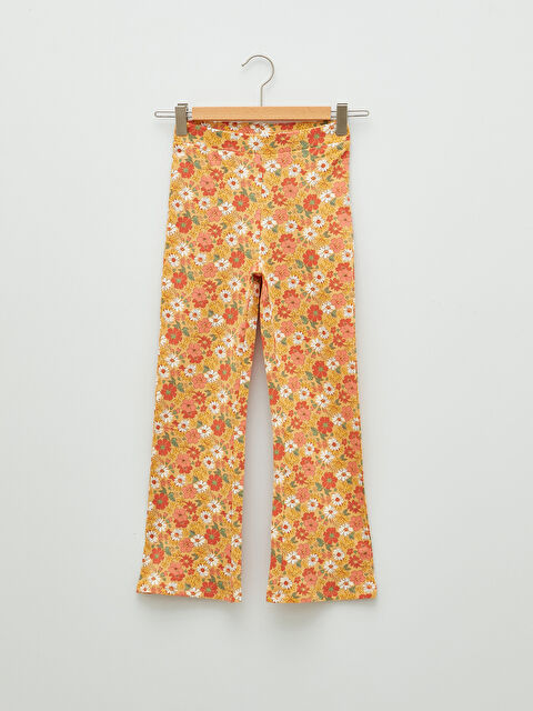 LCW Kids Elastic Waist Printed Cotton Wide Leg Girls' Tights - S2AF54Z4-LUG