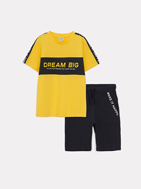 LCW Kids Crew Neck Printed Short Sleeve Boys' T-Shirt and Shorts - S2AL23Z4-FX3