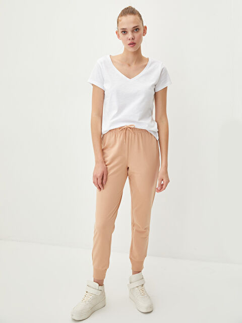 LCW Vision V-neck Straight Short Sleeve Cotton Women's T-Shirt - S2AR10Z8-R9K