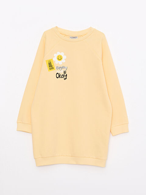 LCW Kids Crew Neck Printed Long Sleeve Girls' Dress - S2AR64Z4-FUS