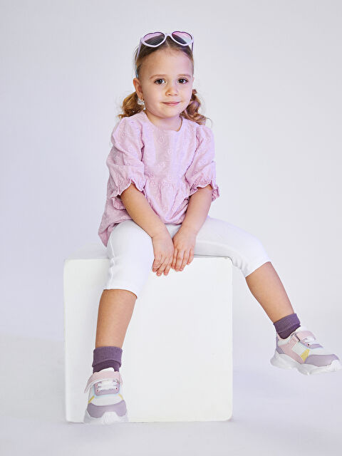 LCW baby Crew Neck Short Sleeve Cotton Baby Girl Blouse - S2AS87Z1-G5W