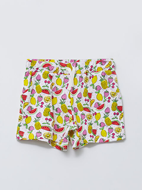 LCW Kids Elasticated Waist Printed Girls' Shorts - S2BC01Z4-LU8