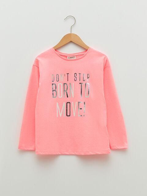 LCW Kids Crew Neck Printed Long Sleeve Girls' T-Shirt - S2BG20Z4-KBG