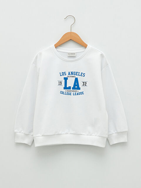 LCW Kids Crew Neck Printed Long Sleeve Girls' Sweatshirt - S2BH07Z4-FFB