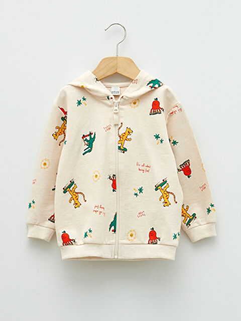 LCW baby Hooded Long Sleeve Printed Baby Boy Zippered Sweatshirt - S2BH14Z1-CX8