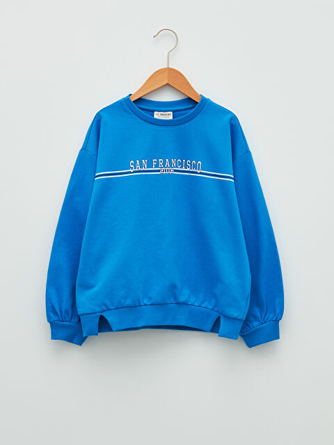 LCW Kids سويت شيرت كم طويل مطبوع بياقة دائرية للبنات - S2BH99Z4-JXJ