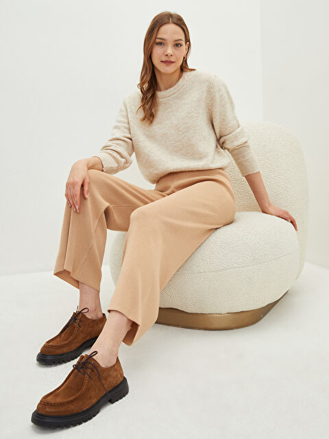 LCWAIKIKI Basic Women's Elasticated Waist Plain Knitwear Trousers - S2BI55Z8-GCM