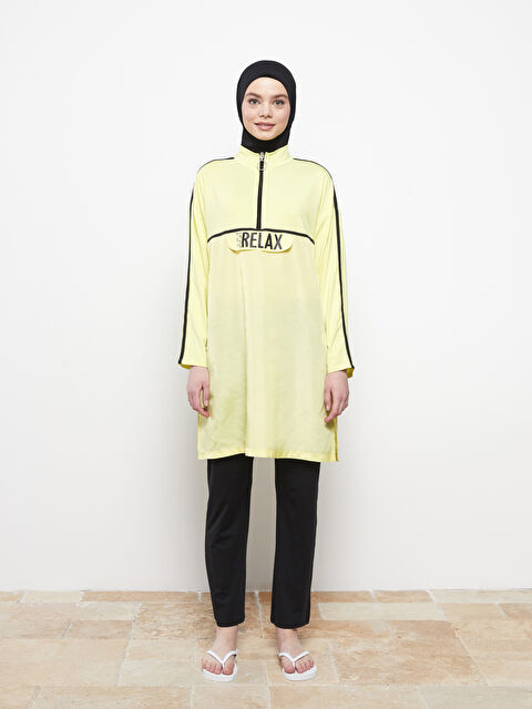 LCW DREAM Dik Yaka Baskılı Uzun Kollu Kadın Tesettür Mayo Takımı - S2BI86Z8-FTP