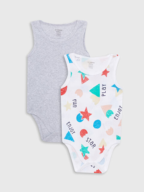 LCW baby Body Bébé Garçon Imprimé en Coton à Col Rond avec Fermeture à Pression Lot de 2 - S2BL09Z1-LRA