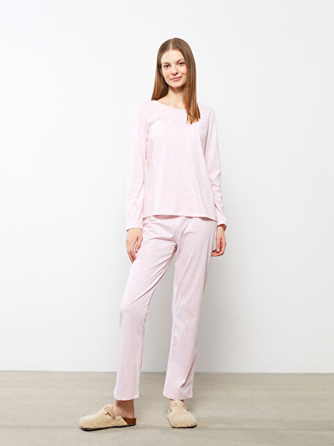 LCW DREAM Crew Neck Plain Long Sleeve Women's Pyjama Set - S2BM71Z8-E6R