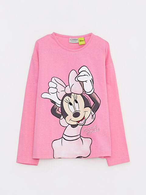 LCW Kids Crew Neck Minnie Mouse Printed Long Sleeve Cotton Girls T-Shirt - S2BN57Z4-FNL