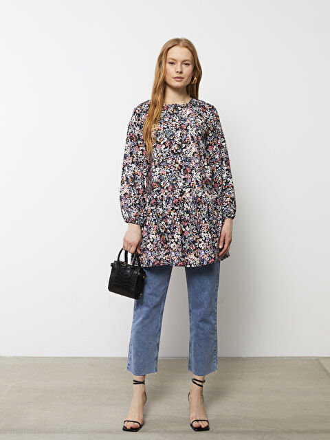 LCWAIKIKI Classic Crew Neck Floral Long Sleeve Women's Tunic - S2BP15Z8-F9C