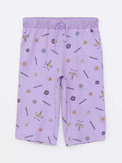 LCW Kids Girl's Printed Elastic Waist Bermuda - S2BP30Z4-LSC